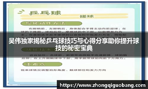 吴伟独家揭秘乒乓球技巧与心得分享助你提升球技的秘密宝典